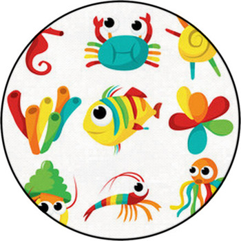 Rainbow Sea Creatures Round Rug