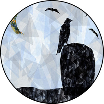 Raven On Grave Geometric Background Round Rug