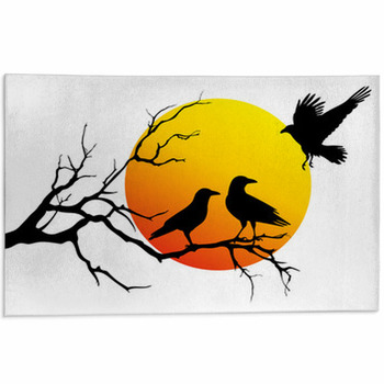 Ravens On Tree Branch, Vector Area Rug