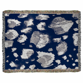 Realistic Leopard Print Navy Zebra Woven Throw Blanket