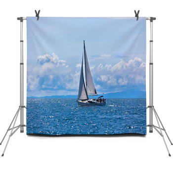 Recreational Yacht At Adriatic Sea Fleece Backdrop