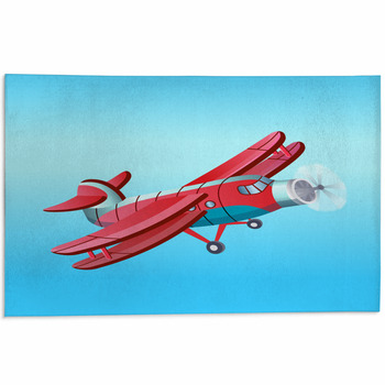 Red Aeroplane In Cartoon Style Vector Area Rug