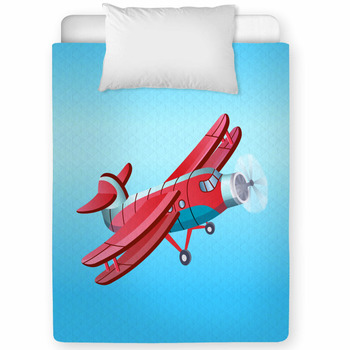 Red Aeroplane In Cartoon Style Vector Toddler Comforter