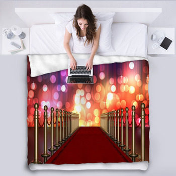 Red Carpet Entrance With Multi Colored Fleece Blanket