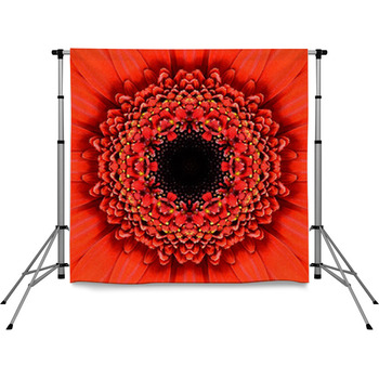 Red Concentric Flower Center Pole Pocket Backdrop