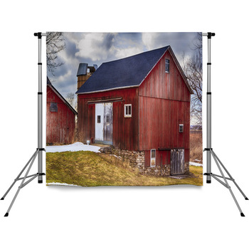 Red Country Barn With New Roof Pole Pocket Backdrop