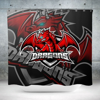Red Dragon Esports Logo Design Custom Size Shower Curtain