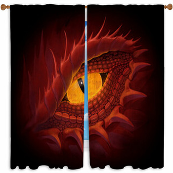 Red Dragon Eye Custom Size Window Curtain