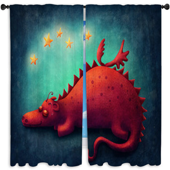 Red Dragon Sleeping Window Curtain