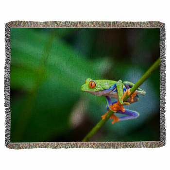 Red Eye Frog Woven Throw Blanket