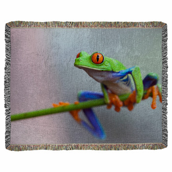 Red Eye Frog Woven Throw Blanket