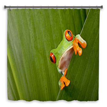 Red Eyed Tree Frog Peeping Custom Size Shower Curtain