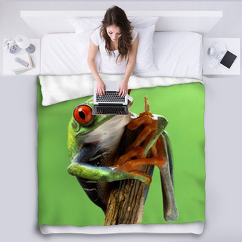 Red Eyed Treefrog Macro Isolated Exotic Fleece Blanket