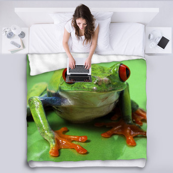 Red Eyed Treefrog Macro Isolated Exotic Fleece Blanket