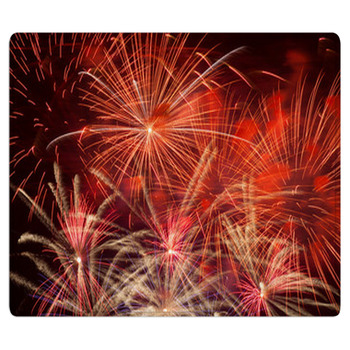 Red Fireworks In The Night Sky Bath Mat