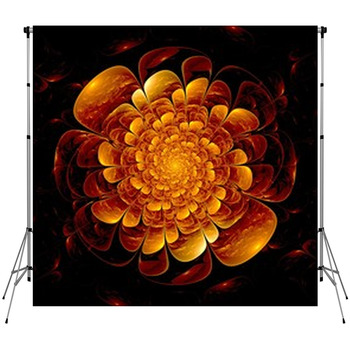 Red Flower Pattern Modern Fractal Art Fleece Backdrop