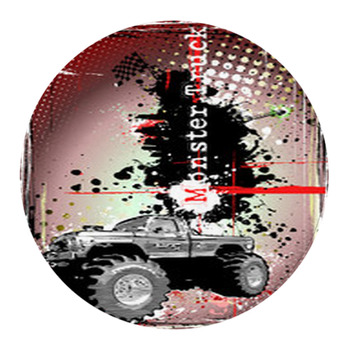 Red Gray And Black Monster Truck Poster Round Rug