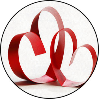 Red Heart Ribbons Round Rug