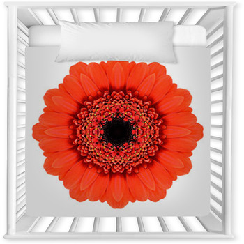 Red Mandala Gerbera Flower Baby Crib Comforter