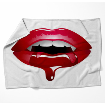 Red Sexy Vampire Lips Woven Throw Blanket