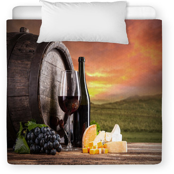 Red Wine Still Life With Vineyard On Toddler Comforter