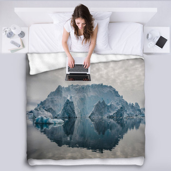 Reflection Of Icebergs In Disko Bay North  Fleece Blanket