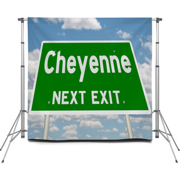 Rendering Of A Green Highway Sign Custom Size Backdrop