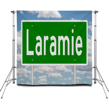 Rendering Of A Green Highway Sign Custom Size Backdrop