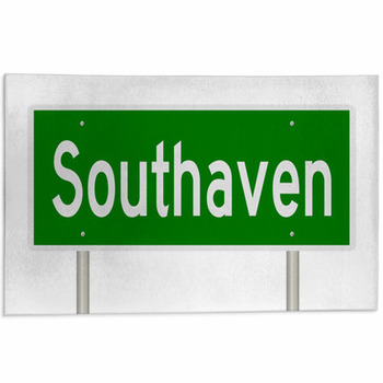 Rendering Of A Green Highway Sign For Southaven  Area Rug
