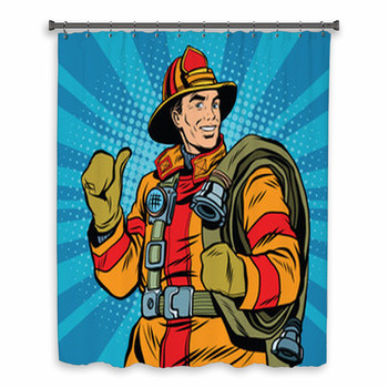Rescue Firefighter In Safe Custom Size Shower Curtain