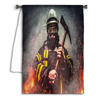 Rescue Firefighter Man In Oxygen Mask Towel