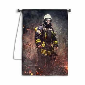 Rescue Man In Firefighter Uniform Towel