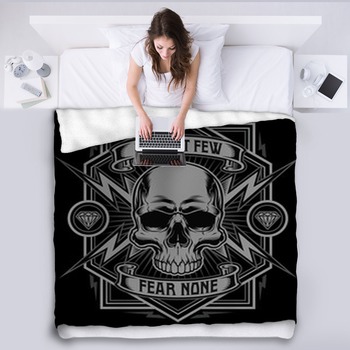 Respect Skull Lightning Graphic Fleece Blanket