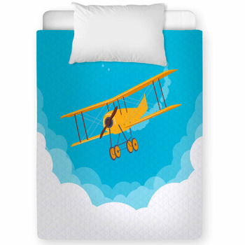 Retro Biplane In The Cloudy Sky Toddler Comforter
