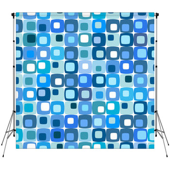 Retro Blue Square Pattern, Tiles Custom Size Backdrop