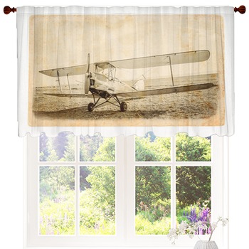 Vintage Airplane Drapes Window Treatments Black Out Custom Sizes