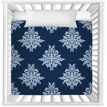 Retro Light Blue Seamless Pattern Baby Crib Comforter
