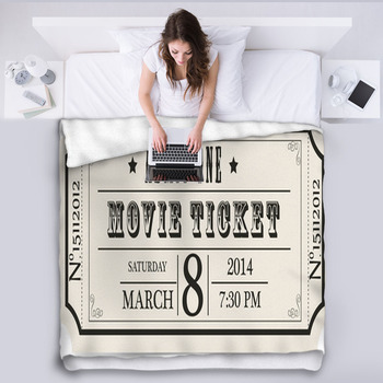 Retro Movie Vector Ticket Fleece Blanket