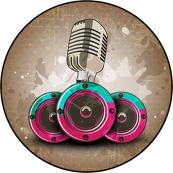 Retro Musical Background With Microphone And Round Rug