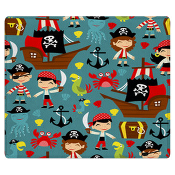 Retro Pirate Adventure Seamless Pattern Bath Mat