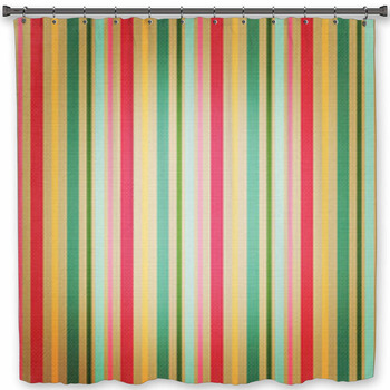 Retro Stripe Pattern With Bright Colors Shower Curtain
