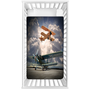 Retro Style Picture Of The Biplanes  Baby Crib Comforter