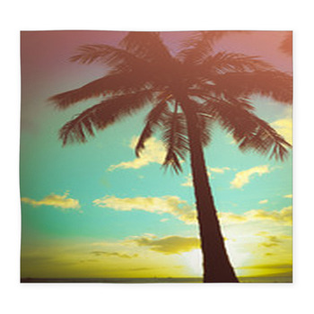 Retro Styled Hawaiian Palm Tree Custom Size Floor Mat