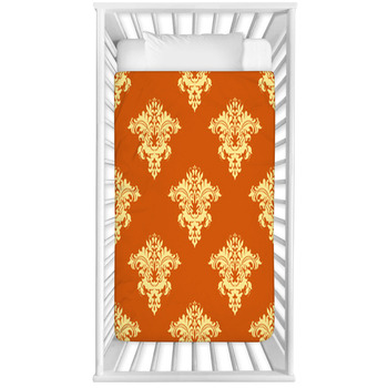 Retro Yellow And Orange Floral Baby Crib Comforter