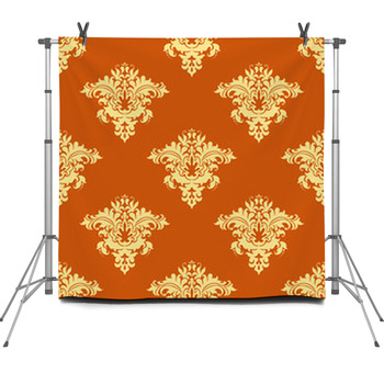 Retro Yellow And Orange Floral Seamless  Fleece Backdrop