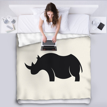 Rhino Silhouette Fleece Bed Blanket