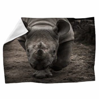 Rhinoceros Facing The Camera Fleece Blanket