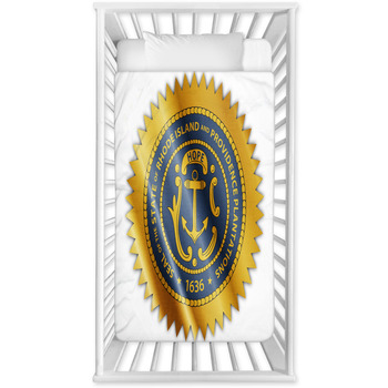 Rhode Island Seal Waving Flag Close Baby Crib Comforter