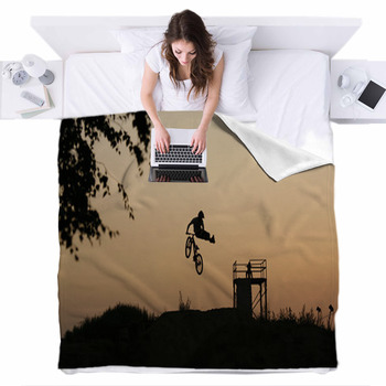 Ride In The Sunset Fleece Bed Blanket