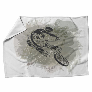 Rider Jumping On A Artistic Abstract Fleece Blanket